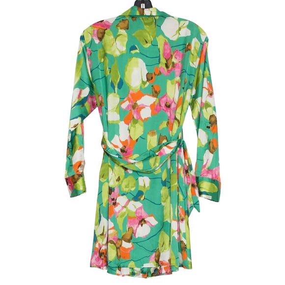 NWT Zara Shirt Dress Boho Garden Party Feminine Floral Satin Belted Green Small - Picture 2 of 6